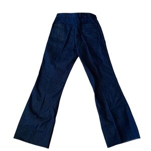 Vintage Navy Sailor Utility Denim Jean Trousers 34R Bell Bottom Flared Unhemmed